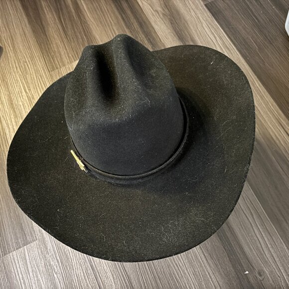 Potrero Hats 100% Sheep Wool Synthetic Sweat Band Jalisco MX Black 56 Size 7 - Picture 3 of 13